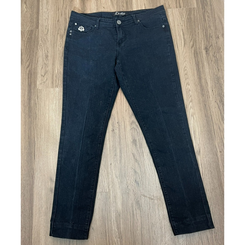 House of Dereon Black Embellished Pocket Jeans Straight Leg Y2K Streetwearβ